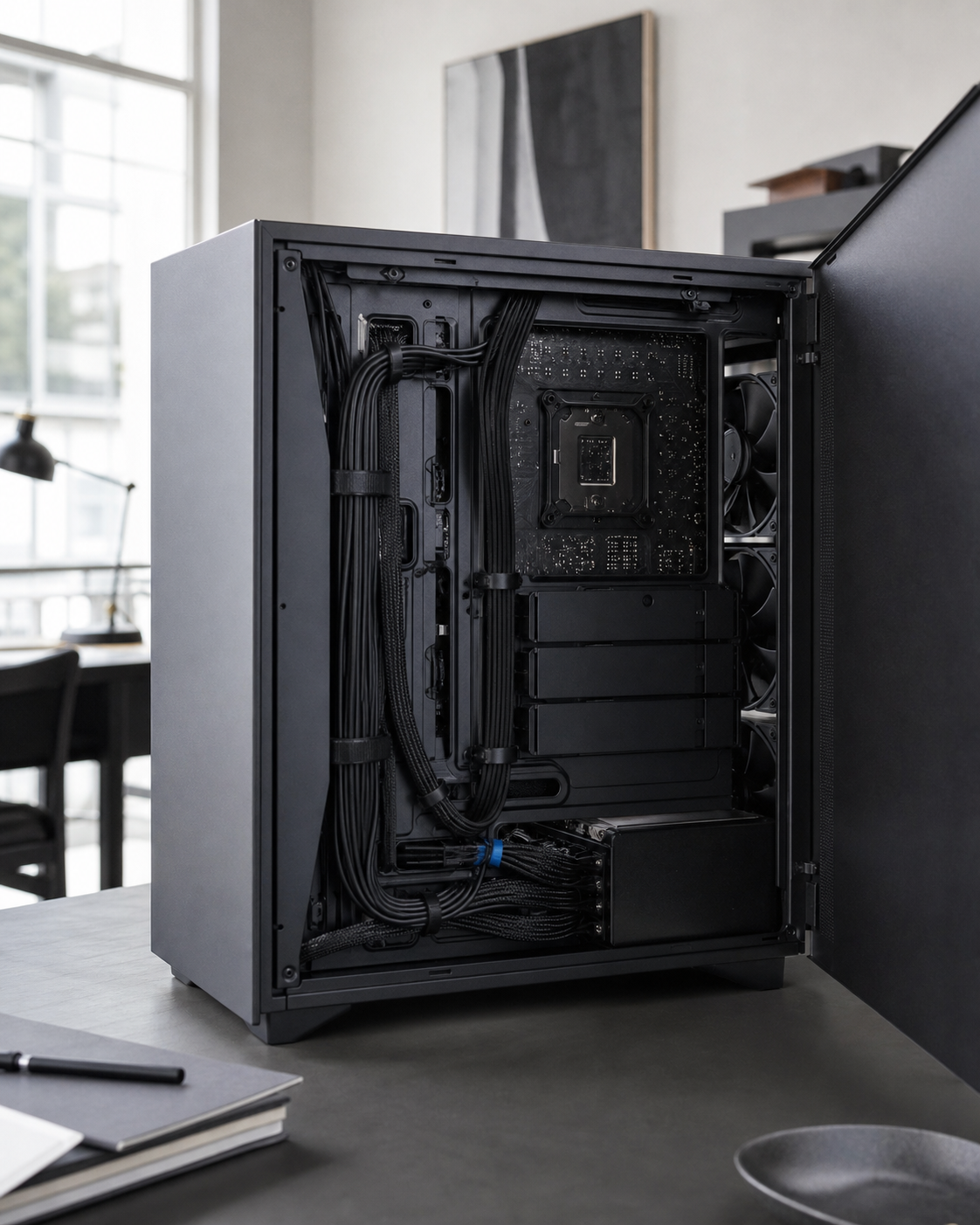 Cable management ordinato e flusso d’aria interno