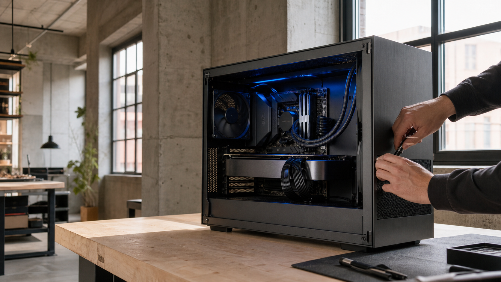 Assemblaggio di una workstation su misura nel laboratorio BC Building